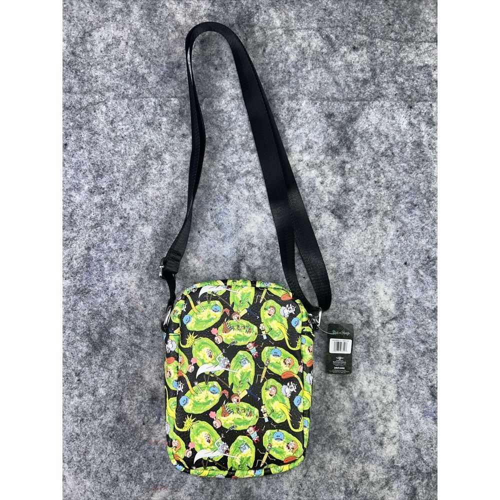 Rick And Morty Adult Swim Buckle Down Crossbody Shoulder Bag Cartoon Neon NWT - Picture 3 of 5